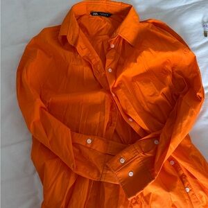 Zara Vibrant Orange Collared Shirt